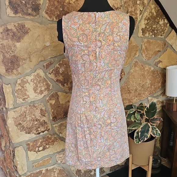 90s Vintage Corduroy Not Guilty Floral Paisley Sleeveless Dress Sz 7/8 Juniors - Picture 4 of 13